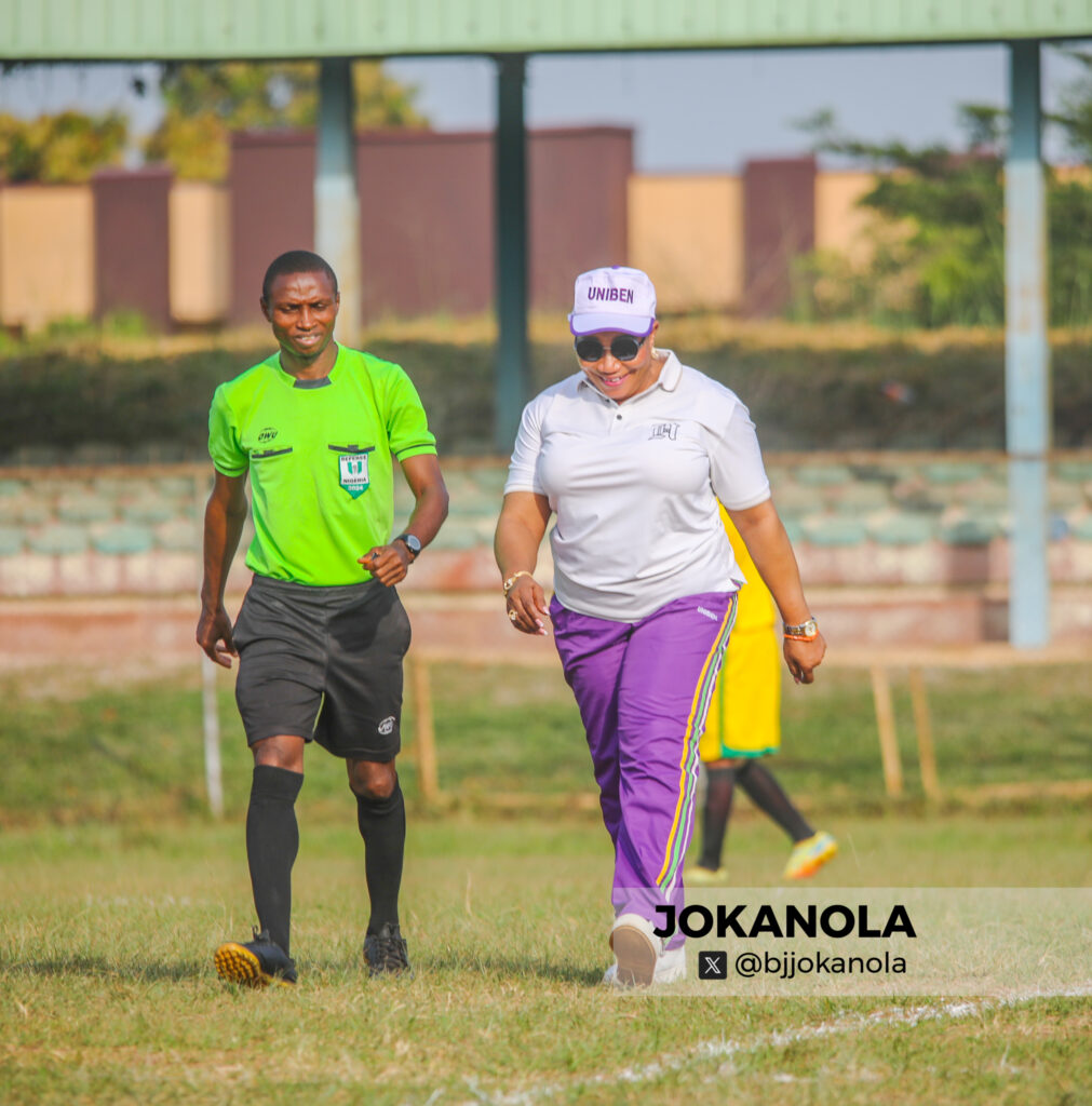 Prof. Lilian Imuetinyan walks down after cermonial kick off